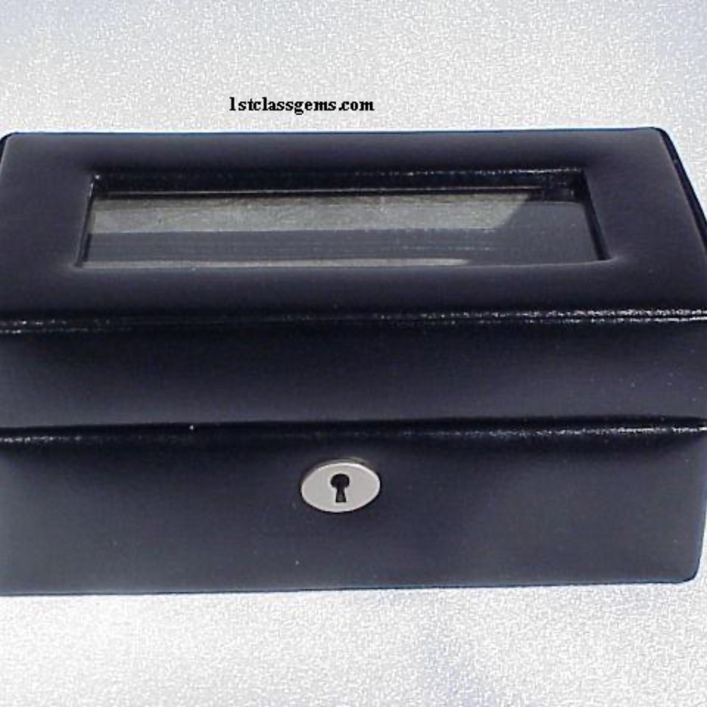 FINAL SALE PRICE Wolf Designs Black Leather 3 Pc. Watch Display Box